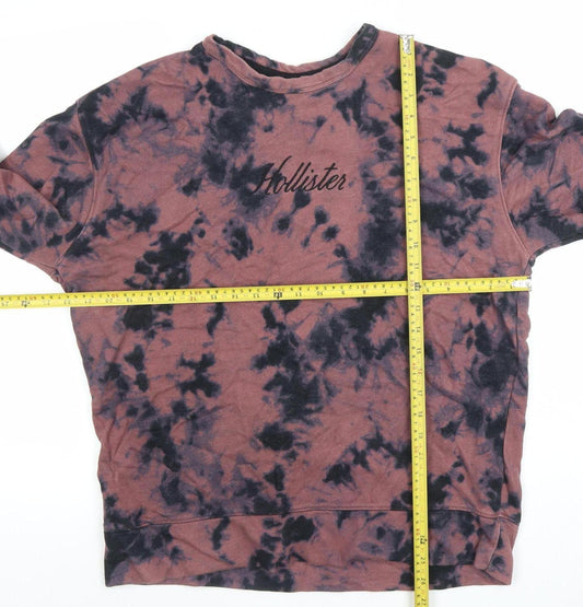 Hollister Men's Brown Tie-Dye Logo Crew Neck Sweatshirt Size L