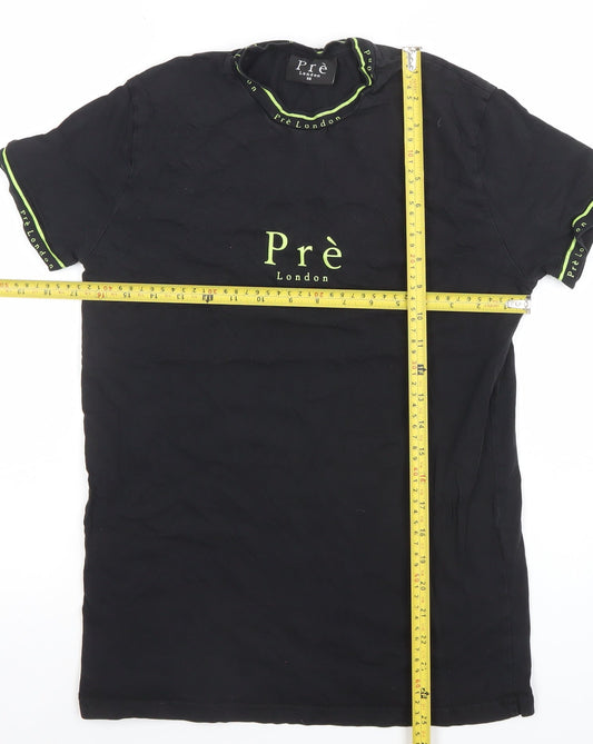 Pre London Men's Black XS Cotton Logo Crew Neck T-Shirt
