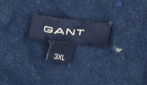 Gant Men’s Blue 3XL Cotton Wool V-Neck Pullover Jumper