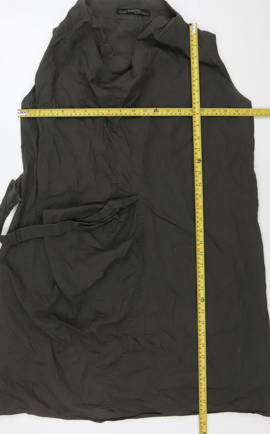 AllSaints Women's Black Asymmetric Sleeveless Midi Dress Size 14