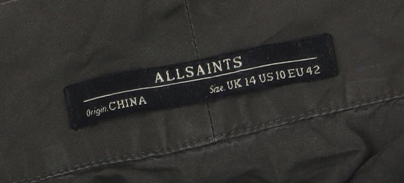 AllSaints Women's Black Asymmetric Sleeveless Midi Dress Size 14