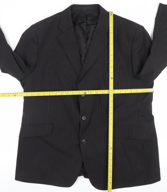 Marks and Spencer Men’s Black Pinstripe Wool Blazer Jacket 40R