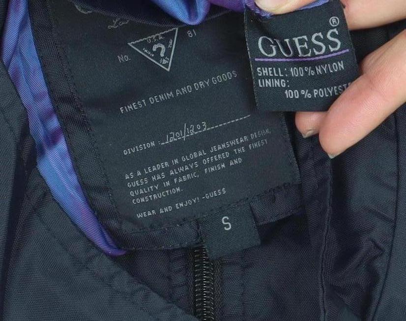 GUESS Men's Black Bomber Jacket Small Nylon Lightweight Zip Up