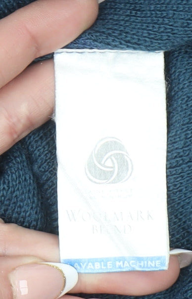 Lacoste Men Blue Wool Blend V-Neck Jumper Size M