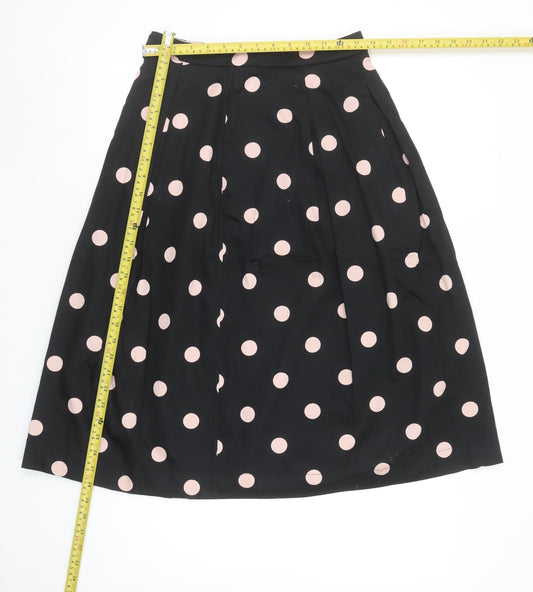 Boden Women’s Black Polka Dot A-Line Midi Skirt Size 8