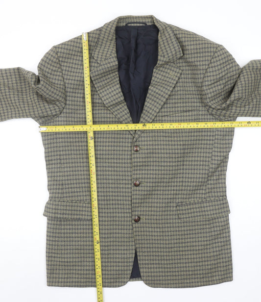 Bernhardt Men's Brown Check Wool Blend Blazer Jacket Size 48 Regular