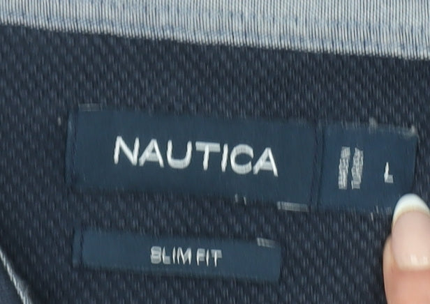 Nautica Men's Blue Slim Fit Short Sleeve Polo Shirt Size L