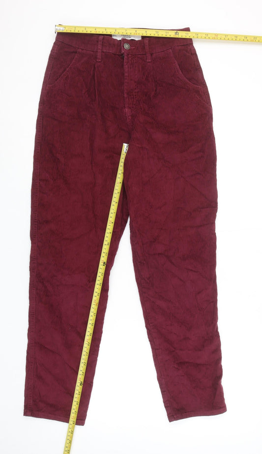 Hollister Women Burgundy Corduroy Ultra High-Rise Trousers Size 4