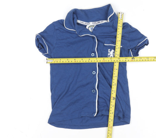Chelsea FC Boys Blue Button-Up Shirt 4-5 Years Cotton Logo Top