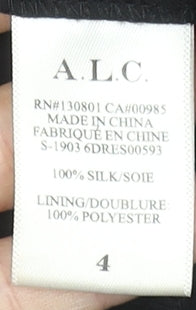 A.L.C. Women's Black White Polka Dot Silk Short Ruffle Dress Size 8