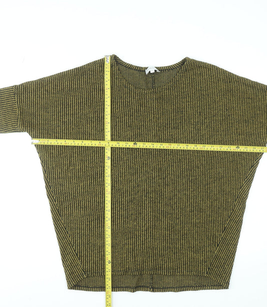 Apricot Womens Green Striped Knit Relaxed Short Sleeve Top M