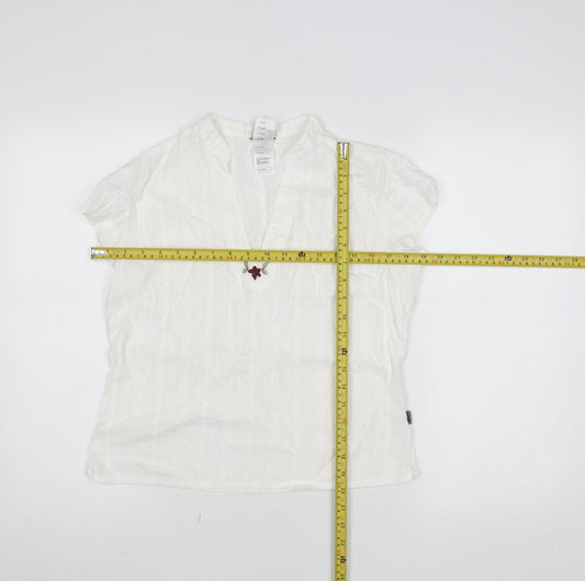 The North Face Women's White Cotton Embroidered Tunic Blouse M