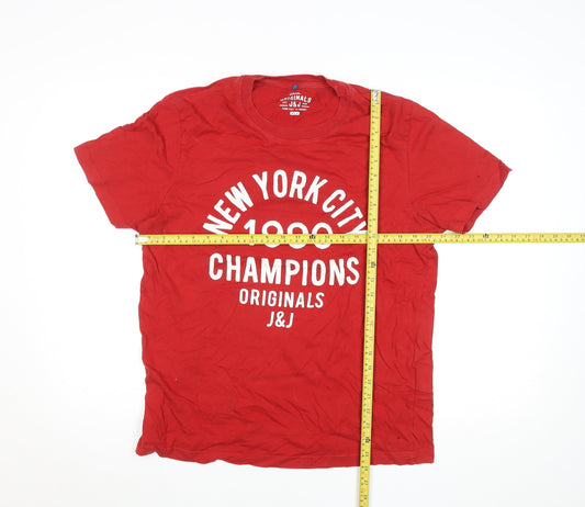 Jack & Jones Mens Red XL Graphic Print Crew Neck T-Shirt