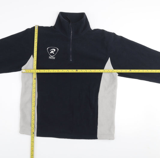 Rugby Tech Men's Black Fleece 1/4 Zip Pullover Sweatshirt S
