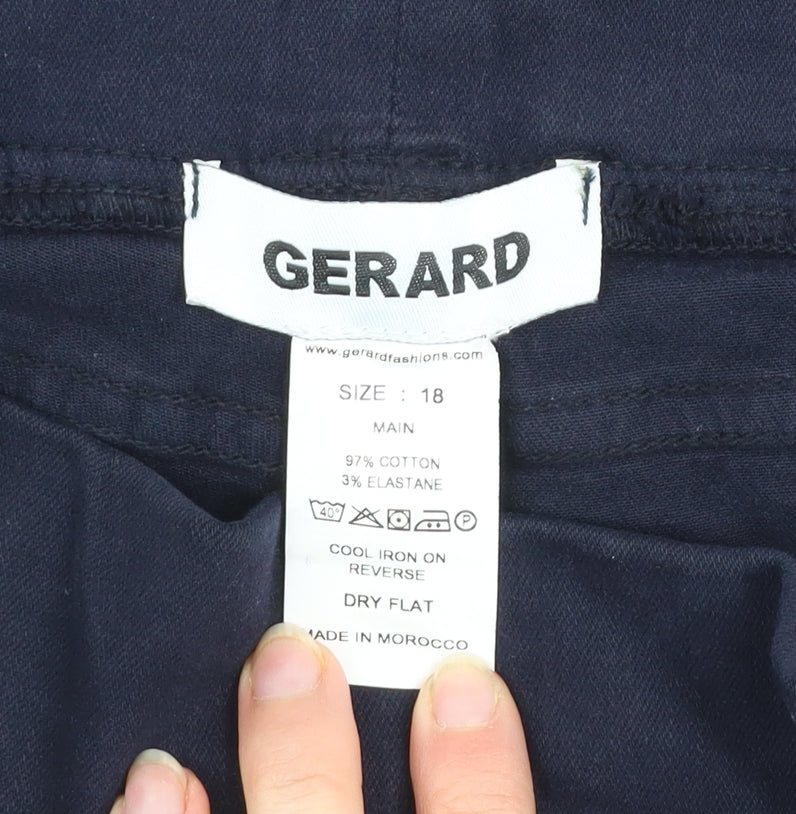 Brand and care label for Gerard women’s blue, size UK 18, skinny stretch jeans