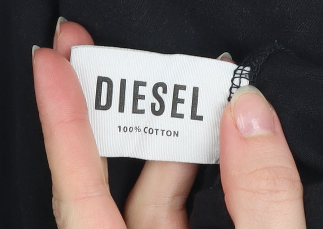 Diesel Men's Black Cotton Logo Short Sleeve Crew Neck T-Shirt M