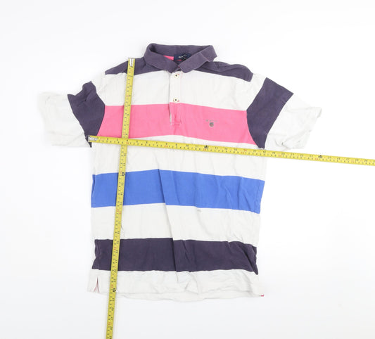 GANT Men's Multicoloured Striped Cotton Polo Shirt Size M