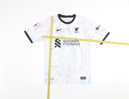 Nike Boys White Liverpool FC Football Jersey T-Shirt Size 176 Dri-FIT