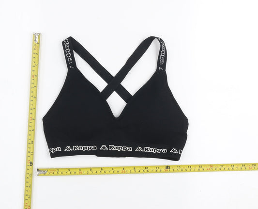 Kappa Women’s Black Sports Bra Medium Crossback Logo Strap