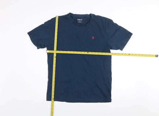 Farah Men's Blue Cotton Crew Neck Short Sleeve T-Shirt Size L