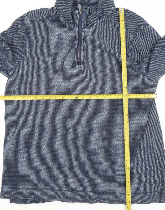 FatFace Men's Blue 2XL Striped 1/2 Zip Sweatshirt Regular Fit