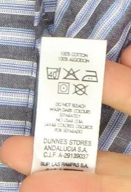 Additional view of Dunnes Men's Blue Striped Cotton Long Sleeve Pyjama Top XL