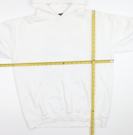 boohooMAN Men's White Graphic Print Pullover Hoodie Size M