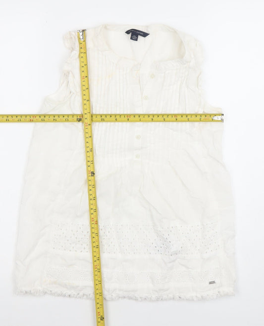Tommy Hilfiger Women’s White Cotton Sleeveless Tunic Blouse 2XS