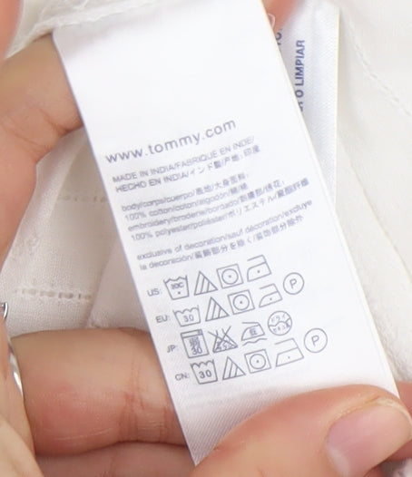 Tommy Hilfiger Women’s White Cotton Sleeveless Tunic Blouse 2XS