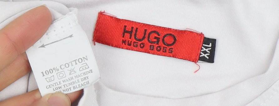 Hugo Boss Men's White 2XL Cotton Crew Neck Short Sleeve T-Shirt