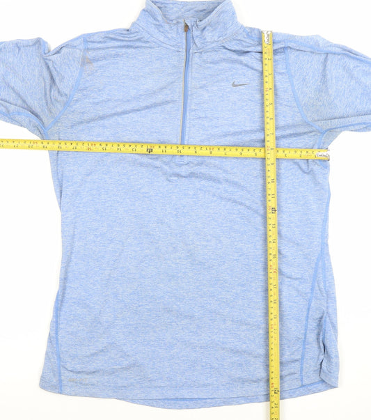 Nike Women's Blue Dri-FIT Long Sleeve 1/4 Zip Running Top Size L