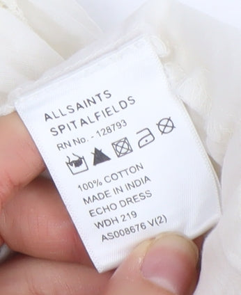 AllSaints Women Ivory Cotton Maxi Dress Size 6 Bohemian Sleeveless