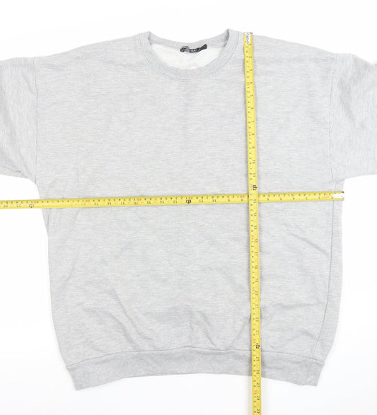 Nasty Gal Women Grey XL Pullover Sweatshirt Cotton Blend Crew Neck