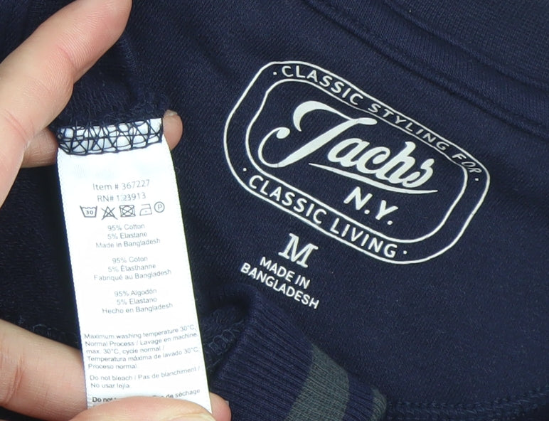 Jachs Men's Blue Cotton Crew Neck Pullover Sweatshirt Size M