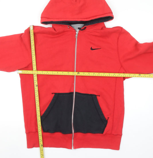 Nike Men's Red Full Zip Hoodie M Sportswear Cotton Blend