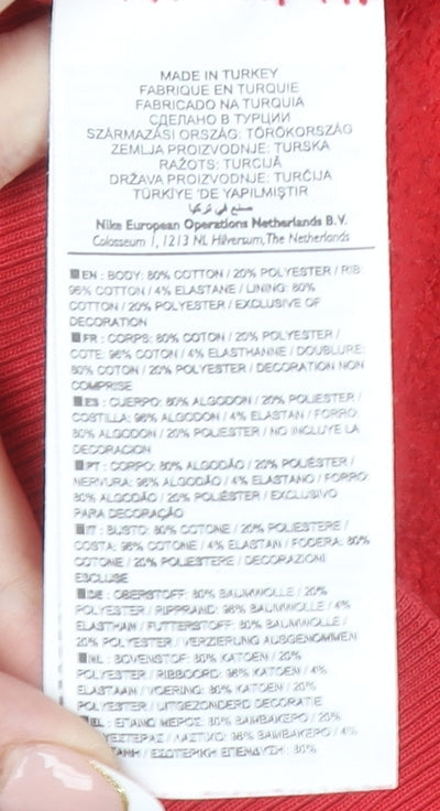 Nike Men's Red Full Zip Hoodie M Sportswear Cotton Blend