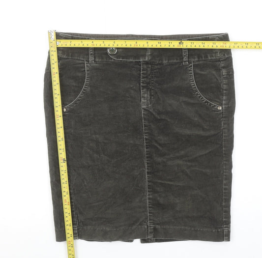 United Colors of Benetton Womens Brown Cord Pencil Skirt Size 14