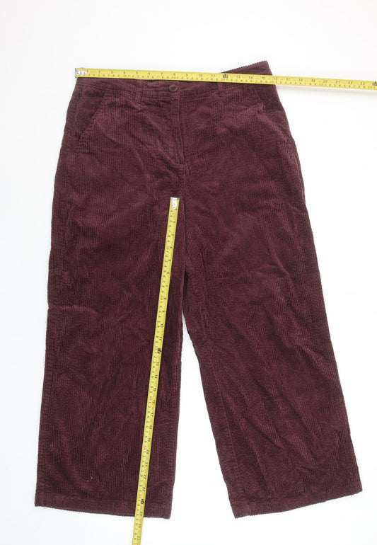 Seasalt Cornwall Women Corduroy Wide-Leg Trousers Burgundy UK 12