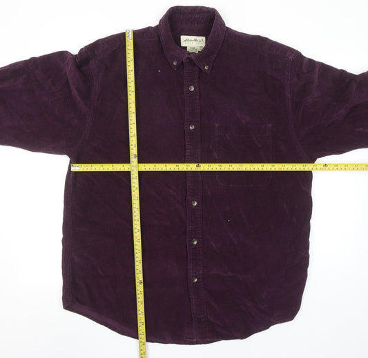 Eddie Bauer Men's Purple Corduroy Button-Up Shirt M Classic Fit
