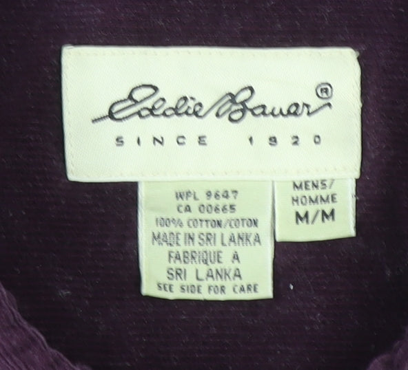 Eddie Bauer Men's Purple Corduroy Button-Up Shirt M Classic Fit