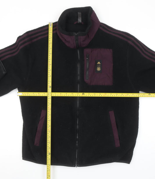 Adidas Men's Black L Fleece Full Zip Jacket with Logo Trim