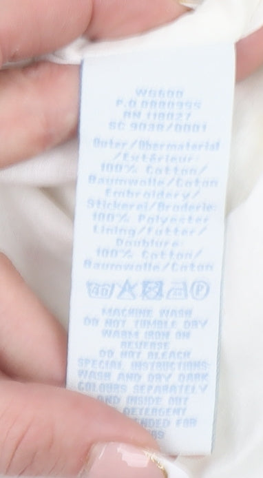 Boden Women Ivory Embroidered A-Line Skirt Size 22 Summer Cotton