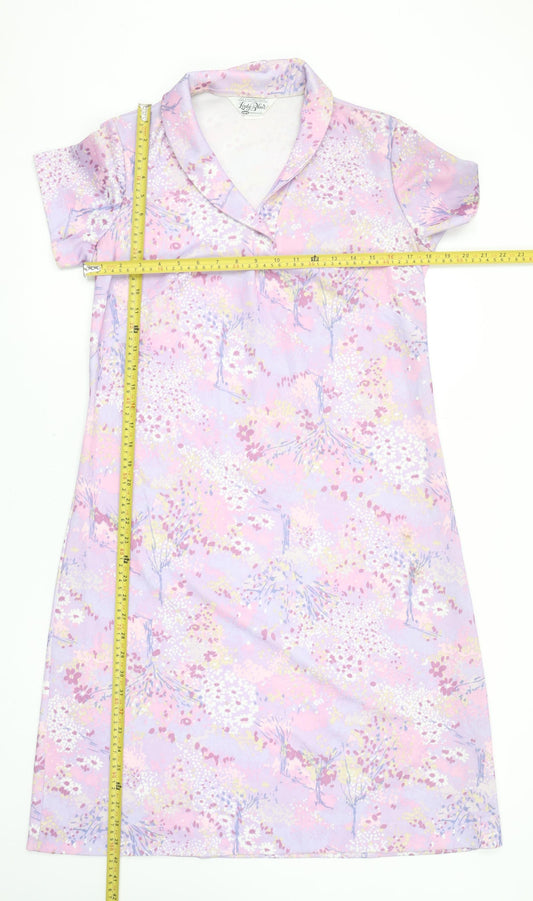 Lady Blair Women Pink Floral Collared Shift Dress Size 12