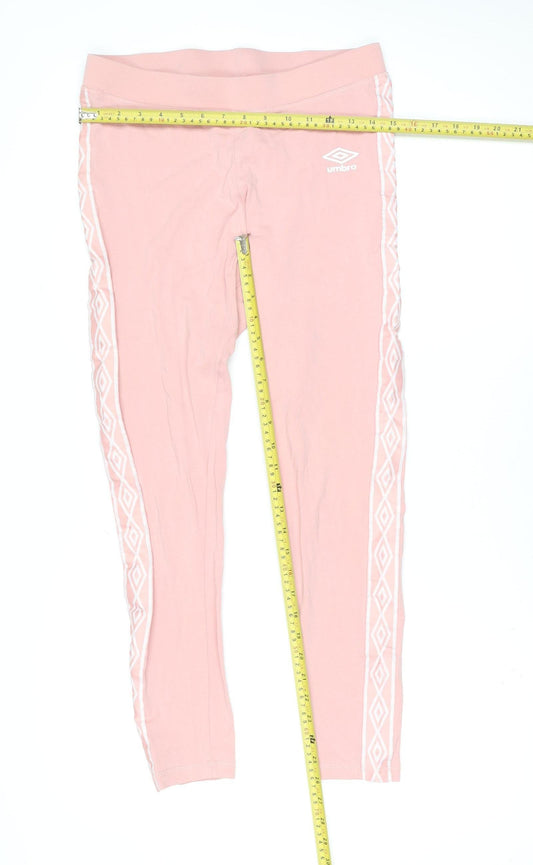 Umbro Women's Pink L Ankle Sports Leggings with Side Stripe