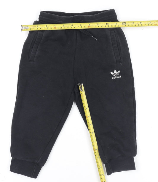 Adidas Boys Black Jogger Sweatpants - Size 6 Years - Drawstring Waist