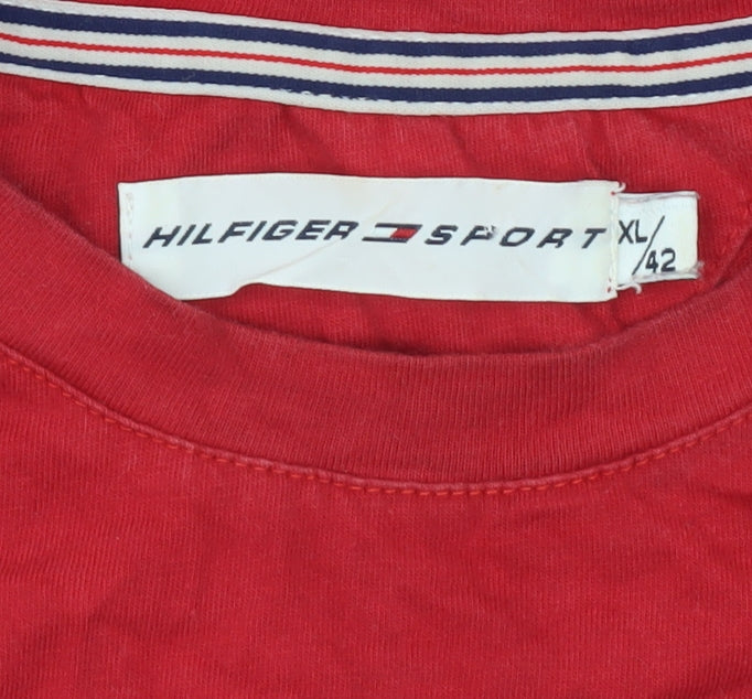 Tommy Hilfiger Women’s Red Sport Logo T-Shirt XL Short Sleeve