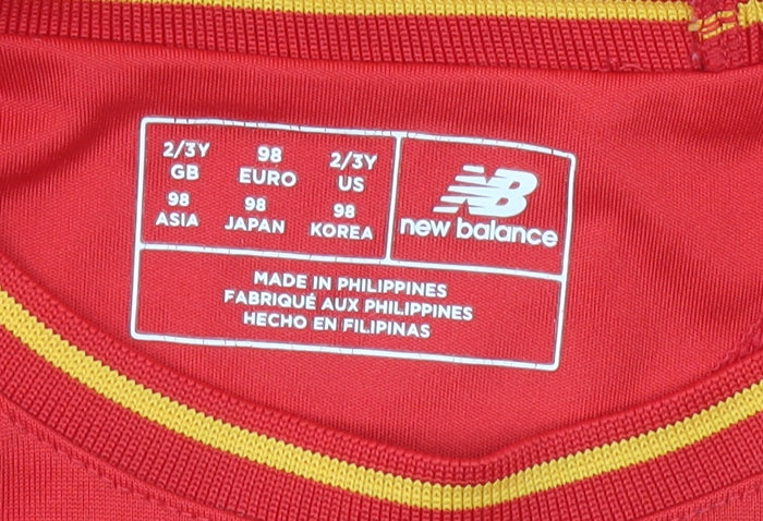 New Balance Boys Red Liverpool FC Short Sleeve Football T-Shirt 2-3 Years