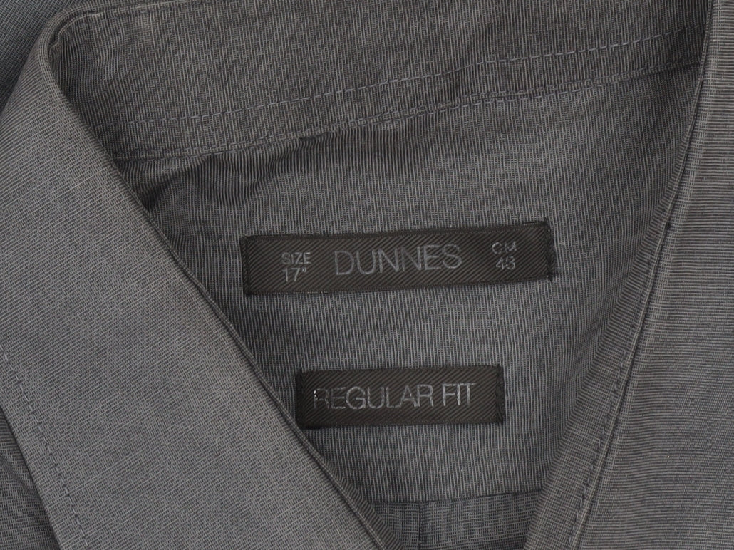 Additional view of Dunnes Men’s Grey Regular Fit Long Sleeve Cotton Blend Shirt, size 17