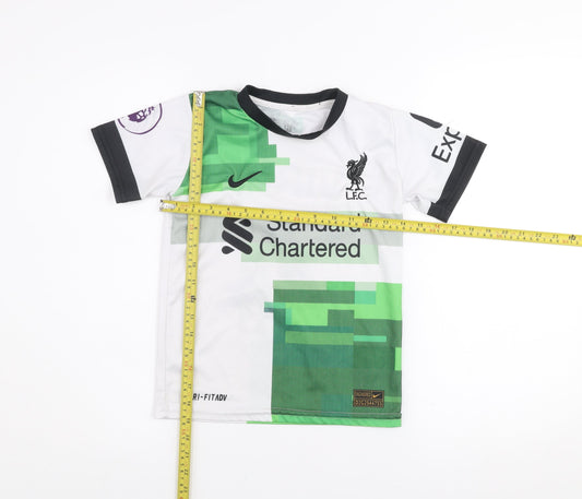 Nike Boys Liverpool LFC White Green Football Jersey T-Shirt 8 Years