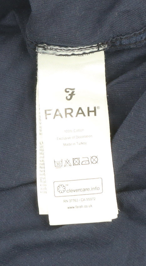 Farah Men's Blue Corduroy Slim Fit Long Sleeve Button-Up Shirt Size XL